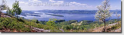 Pilot Knob cherry blossoms panorama print, Lake George photos and nature photography panoramas, murals, and framed fine art prints
