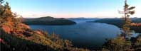 Panorama looking south from Rogers Rock at the north end of Lake George - Lake George nature photography panoramas