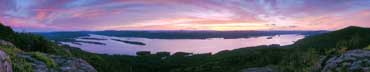 Lake George nature photography panoramas, murals and prints - sunset color over Lake George in the Adirondack Park, New York