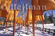 Photos of The Gates along the West Drive near 70th street in Central Park, New York City, Christo and Jeanne-Claude, photo of 'The Gates, Central Park, NYC' copyright Carl Heilman II, Brant Lake, New York