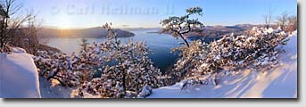 Rogers Rock winter panorama of Lake George