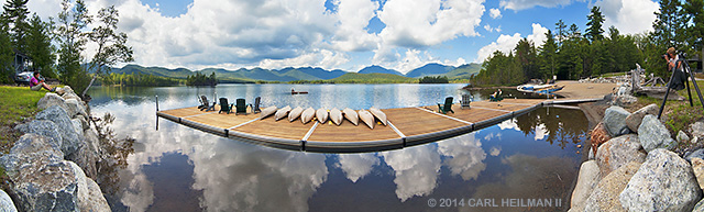 The High Peaks from an island on Elk Lake