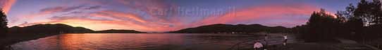 Nature panoramas - Lake George pictures and panoramas - Lake George Village sunset copyright by outdoor nature photographer Carl Heilman II - Lake George photographer
