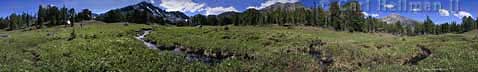 Montana panoramas - Montana mountains nature photography panoramas - Montana mountain meadow near Branham Lakes copyright by outdoor nature photographer Carl Heilman II