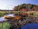 Hornbeck canoe on the outlet of Good Luck Mountain Pond, Adirondack Park wallpaper, The Adirondacks, Rizzoli wallpaper copyright by Carl Heilman II, Brant Lake, NY